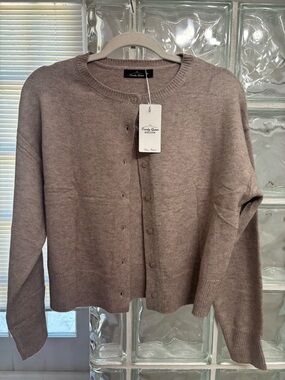 NWT Everyday Taupe Button-Front Cardigan Sweater